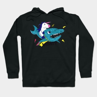 Unicorn Riding Shark hand drawn Hoodie